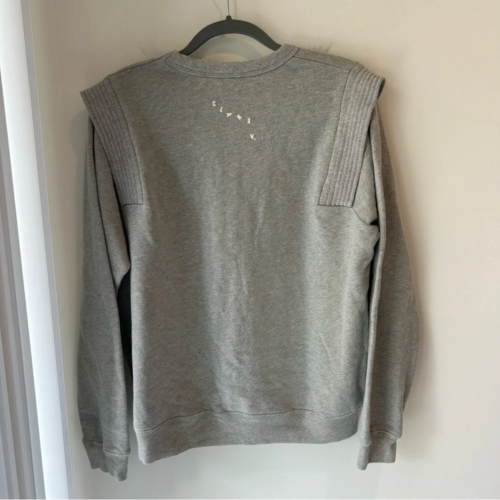 Clare V Channel Quilted Sweatshirt Grey Size XL - Picture 10 of 11